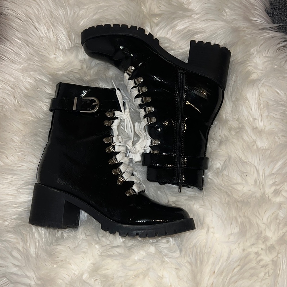 Black shinny Military bootys